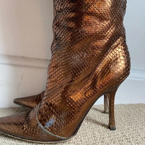 Jimmy Choo Mavis Python Metallic Boots - Picture 8 of 16